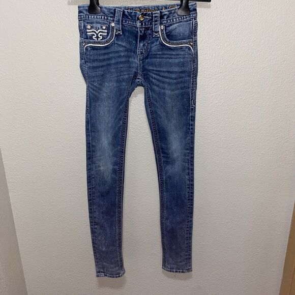 Rock Revival Elean For Women’s Skinny Jeans Size 25 Blue Low Rise - Picture 1 of 6